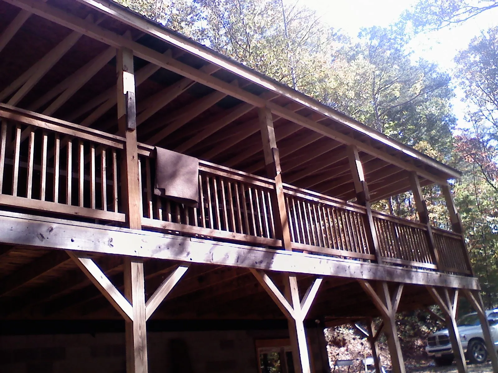 Timber framing under a new elevated porch and deck — Roof Leak Repair in Dexter City by Roofing Brothers